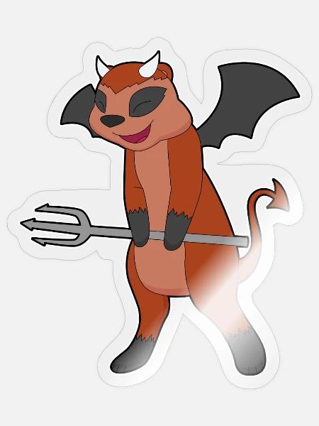 Erdmännchen Halloween Teufel Dreizack - Sticker Größe S (10 x 10 cm) - Transparent glänzend