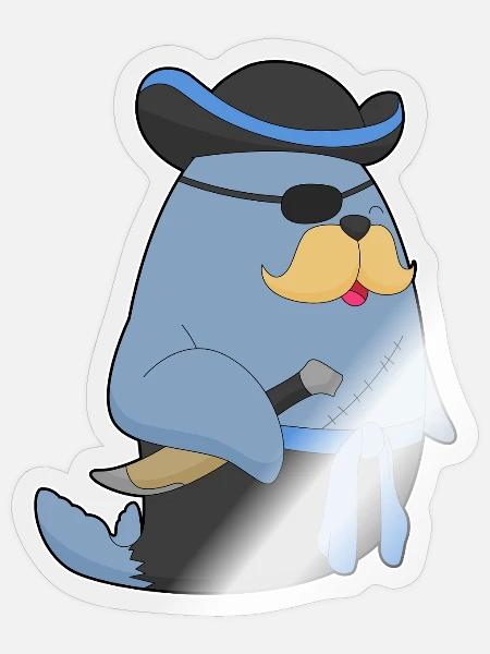 Seehund Pirat Augenklappe - Sticker Größe S (10 x 10 cm) - Transparent glänzend