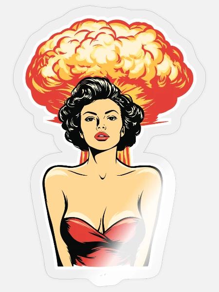 Retro Pop Bombshell Kunst - Sticker Größe S (10 x 10 cm) - Transparent glänzend