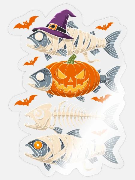 Kürbisfisch mit Bandagen Halloween - Sticker Größe S (10 x 10 cm) - Transparent glänzend