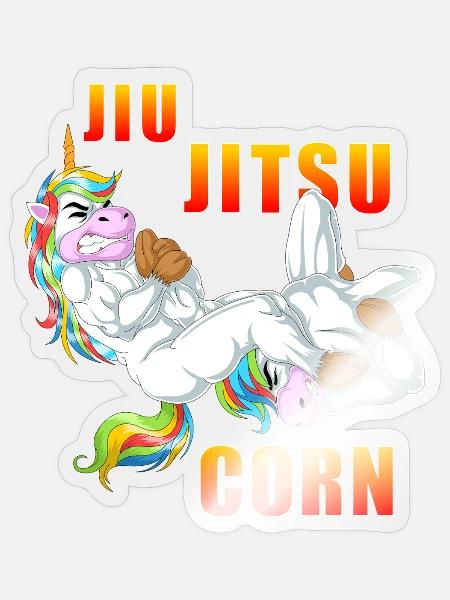 Jiu-Jitsu-Einhorn - Sticker Größe S (10 x 10 cm) - Transparent glänzend