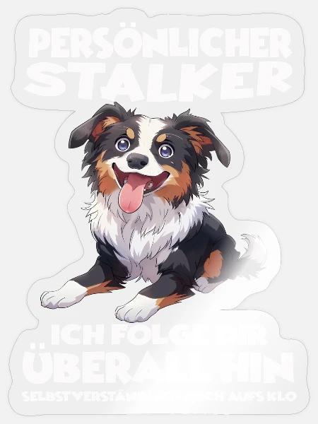 Persönlicher Stalker Border Collie Hundehalter - Sticker Größe S (10 x 10 cm) - Transparent glänzend