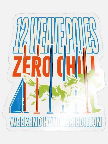 Hunde-Agility 12 Weave Poles Zero Chill - Sticker Größe S (10 x 10 cm) - Transparent glänzend