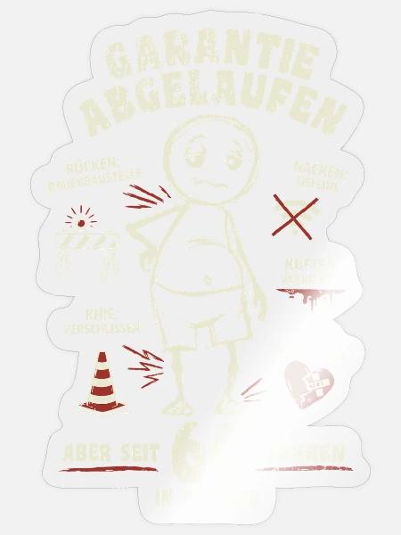 60 Jahre | Garantie abgelaufen | lustiger Cartoon - Sticker Größe S (10 x 10 cm) - Transparent glänzend
