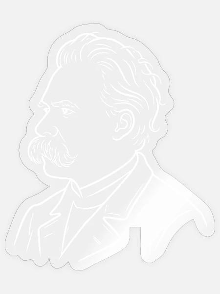 Friedrich Nietzsche Linienporträt - Sticker Größe S (10 x 10 cm) - Transparent glänzend