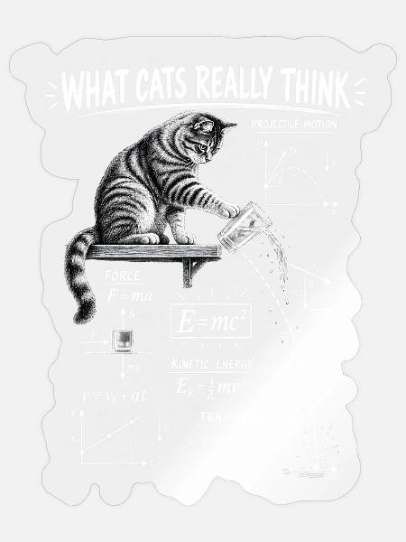 Katzenphysik Wurfparabel Lehrer Wissenschaft Humor - Sticker Größe S (10 x 10 cm) - Transparent glänzend