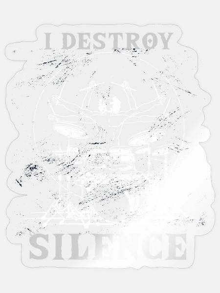Schlagzeug Lineart: I Destroy Silence Drummer - Sticker Größe S (10 x 10 cm) - Transparent glänzend