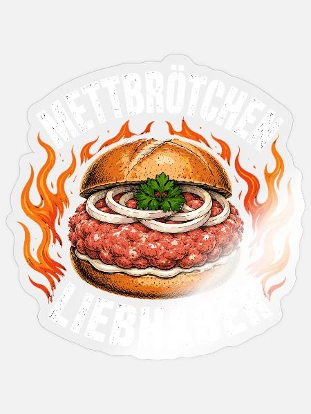  Mettbrötchen Liebhaber Hamburger Zwiebeln - Sticker Größe S (10 x 10 cm) - Transparent glänzend