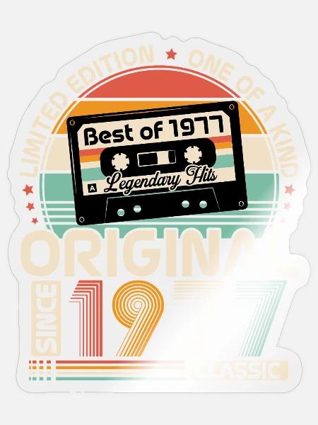 Best of 1977 – Legendäre Retro Kassette - Sticker Größe S (10 x 10 cm) - Transparent glänzend