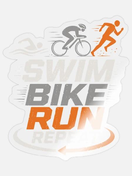 Swim Bike Run Repeat | Triathlon - Sticker Größe S (10 x 10 cm) - Transparent glänzend
