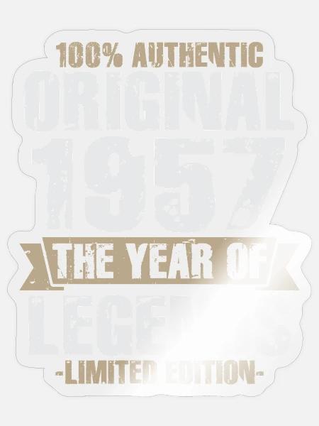 1957 Legendärer Jahrgang – 70. Geburtstag Retro - Sticker Größe S (10 x 10 cm) - Transparent glänzend