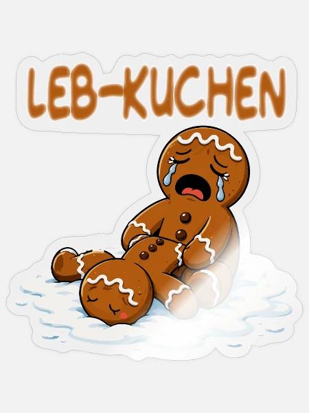 LEB-KUCHEN Trauriger Lebkuchen Winterweihnachten - Sticker Größe S (10 x 10 cm) - Transparent glänzend
