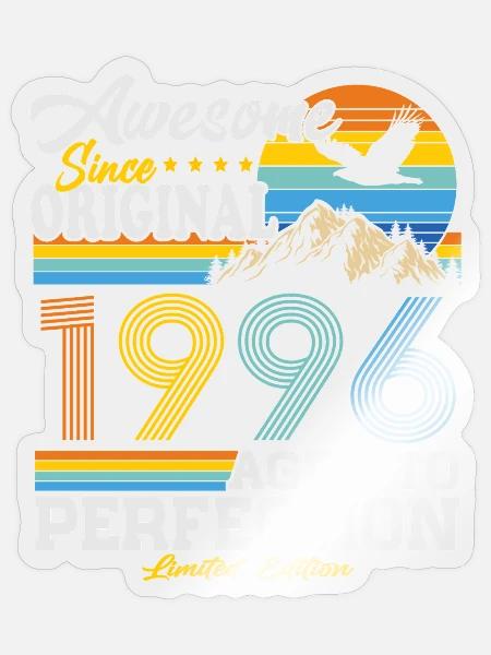1996 Jahrgang Vintage Geburtstag Geschenk Retro - Sticker Größe S (10 x 10 cm) - Transparent glänzend