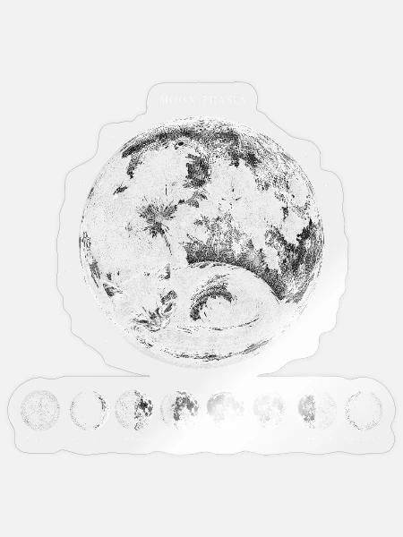 Mondphasen Schlafende Katze Mondzyklus Astronomie - Sticker Größe S (10 x 10 cm) - Transparent glänzend