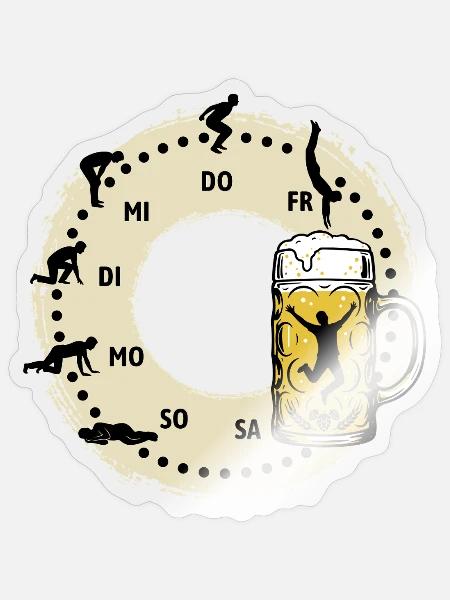 Bier Woche | Evolution | Bierglas | Saufen - Sticker Größe S (10 x 10 cm) - Transparent glänzend