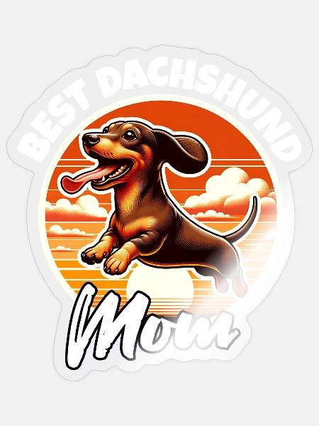 Dackel Mama - Sticker Größe S (10 x 10 cm) - Transparent glänzend