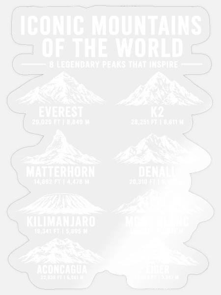 Ikonische Berge der Welt Bergsteigen Wandern - Sticker Größe S (10 x 10 cm) - Transparent glänzend