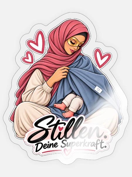 Stillen - deine Superkraft  - Sticker Größe S (10 x 10 cm) - Transparent glänzend