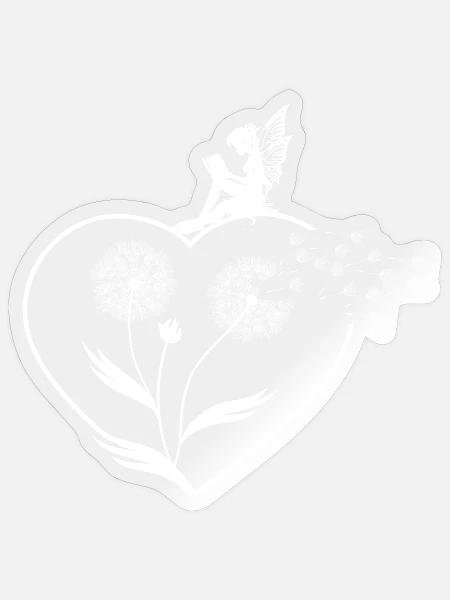 Schmetterlingdesign Pusteblumen Wiese Herzen Feen - Sticker Größe S (10 x 10 cm) - Transparent glänzend