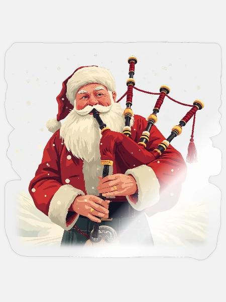 Weihnachtsmann-Dudelsack im Schnee - Sticker Größe S (10 x 10 cm) - Transparent glänzend