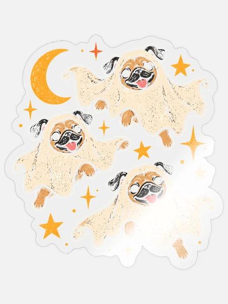 Geisterpugim Mondschein - Sticker Größe S (10 x 10 cm) - Transparent glänzend