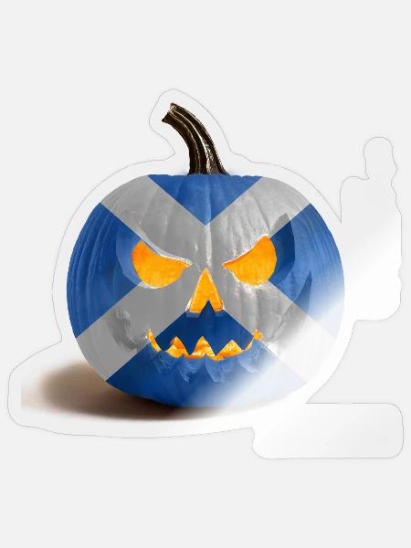 Blauer Saltire-Kürbis - Sticker Größe S (10 x 10 cm) - Transparent glänzend