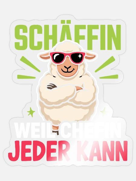 Schäffin Beste Chefin Teamleiterin Schaf - Sticker Größe S (10 x 10 cm) - Transparent glänzend