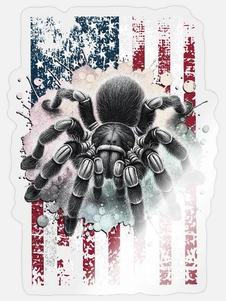 Schwarze Vogelspinne US - Sticker Größe S (10 x 10 cm) - Transparent glänzend
