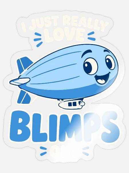 Ich liebe Blimps – fröhliche Luftschiff-Karikatur - Sticker Größe S (10 x 10 cm) - Transparent glänzend