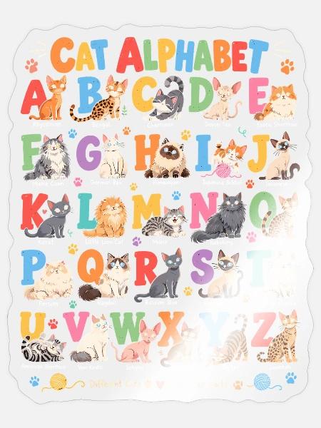 Katzenalphabet Farbenbuchstaben - Sticker Größe S (10 x 10 cm) - Transparent glänzend