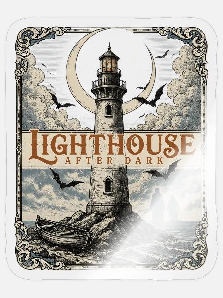 Lighthouse After Dark Leuchtturm Küste - Sticker Größe S (10 x 10 cm) - Transparent glänzend