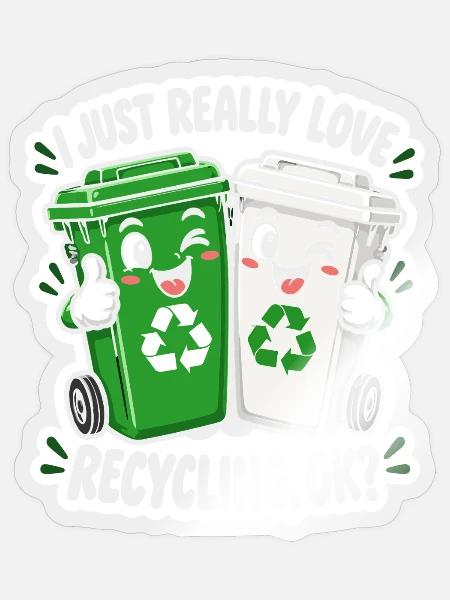 Duo Recycling Lächelnde Eimer - Sticker Größe S (10 x 10 cm) - Transparent glänzend