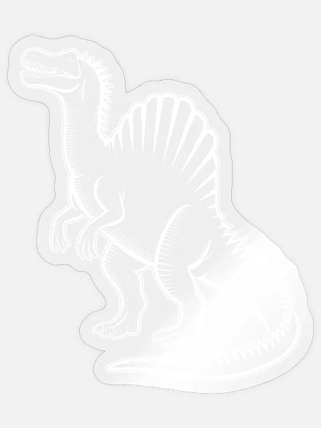Spinosaurus Silhouette - Weiß Outline - Sticker Größe S (10 x 10 cm) - Transparent glänzend