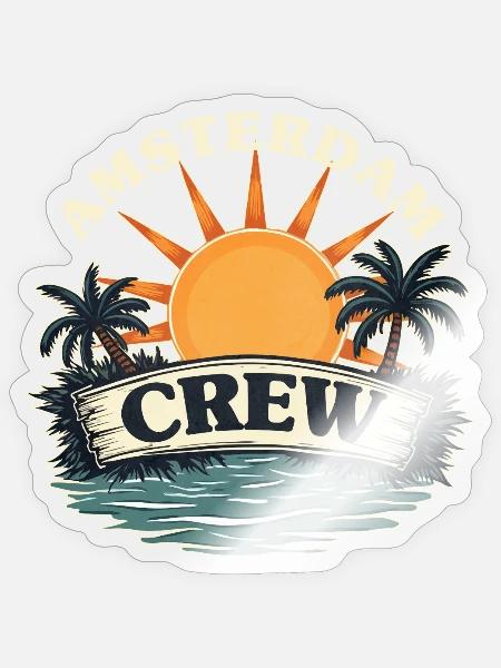 Amsterdam Crew - Sticker Größe S (10 x 10 cm) - Transparent glänzend