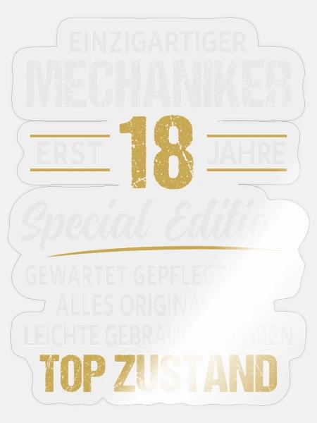 18. Geburtstag KFZ Mechaniker Automechaniker - Sticker Größe S (10 x 10 cm) - Transparent glänzend