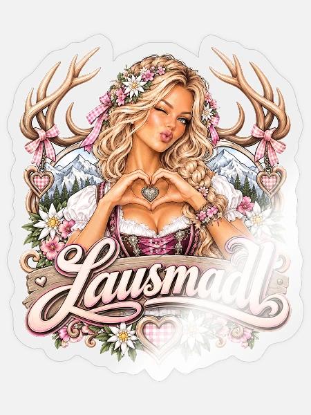 Lausmadl Dirndl Tracht Bayern Alpenmädchen - Sticker Größe S (10 x 10 cm) - Transparent glänzend