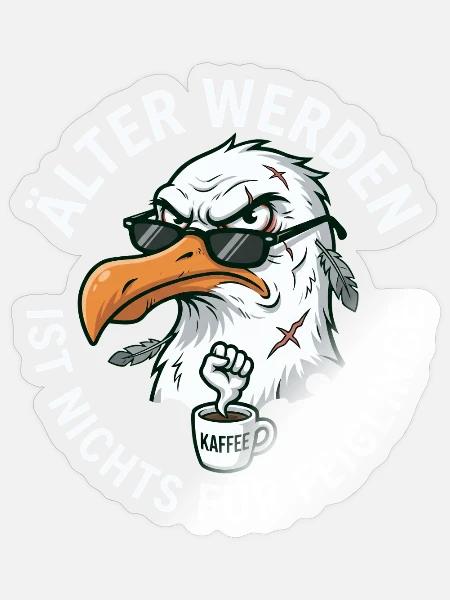 Älter werden ist nichts für Feiglinge - Sticker Größe S (10 x 10 cm) - Transparent glänzend