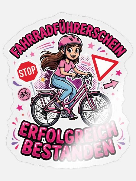 Fahrradführerschein: Erfolgreich Bestanden - Sticker Größe S (10 x 10 cm) - Transparent glänzend