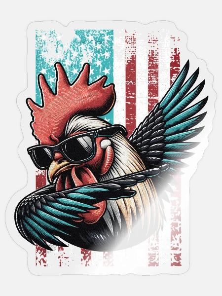 Rooster US Hahn - Sticker Größe S (10 x 10 cm) - Transparent glänzend