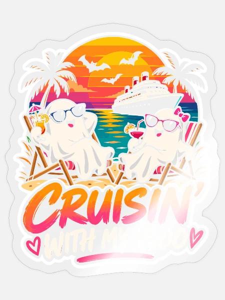Crusin' mit Boo am Strand - Sticker Größe S (10 x 10 cm) - Transparent glänzend