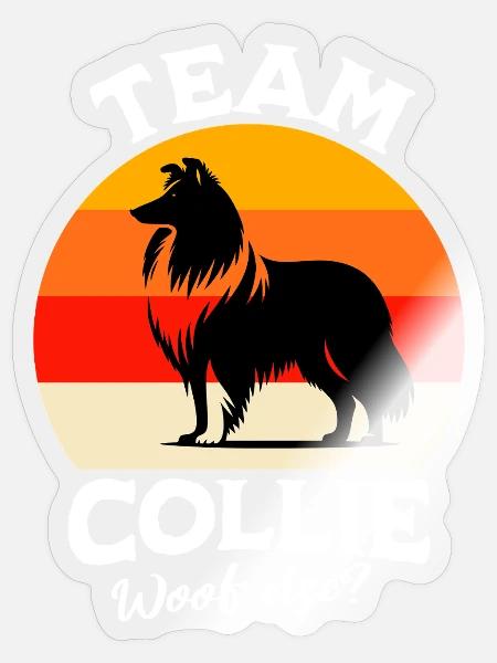 Team Langhaar Collie - Sticker Größe S (10 x 10 cm) - Transparent glänzend