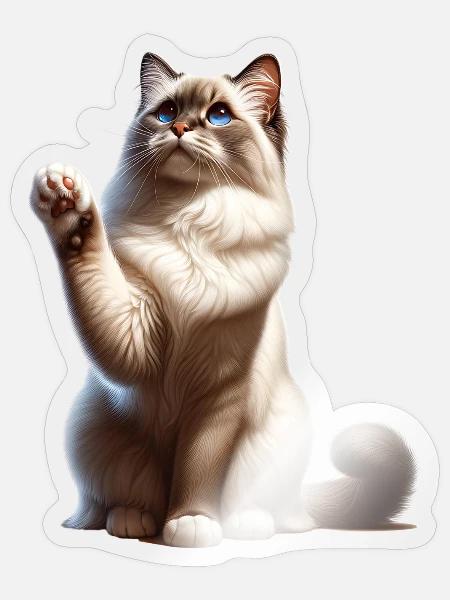 Birma Katze Birman Cat - Sticker Größe S (10 x 10 cm) - Transparent glänzend