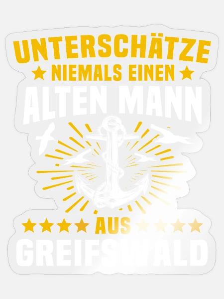 Greifswald Unterschätze Greifswalder Mann - Sticker Größe S (10 x 10 cm) - Transparent glänzend