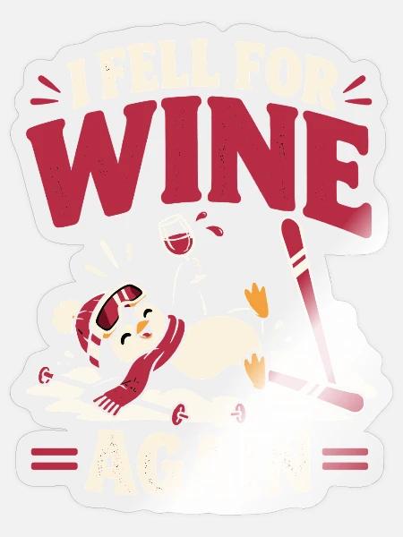 Skifahrer Wein Après Ski Winterspaß - Sticker Größe S (10 x 10 cm) - Transparent glänzend