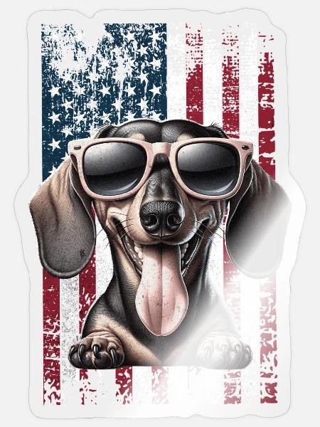 Dachshund US Dackel - Sticker Größe S (10 x 10 cm) - Transparent glänzend