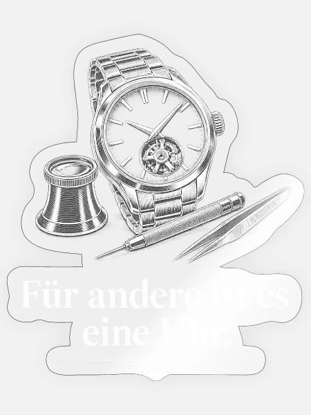 Uhrenwerk und Federkunst Uhrenfan - Sticker Größe S (10 x 10 cm) - Transparent glänzend