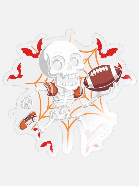 Spooky American Football Skeleton - Sticker Größe S (10 x 10 cm) - Transparent glänzend