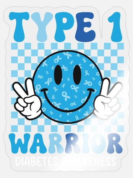 Typ-1-Krieger – Typ-1-Diabetes-Bewusstsein T1D - Sticker Größe S (10 x 10 cm) - Transparent glänzend