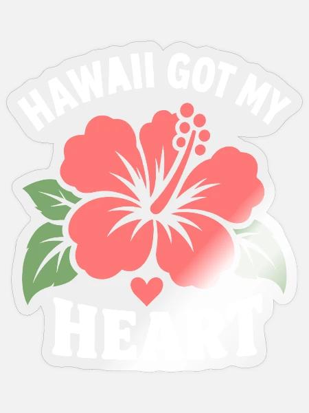 Hawaii-Hibiskusherz - Sticker Größe S (10 x 10 cm) - Transparent glänzend