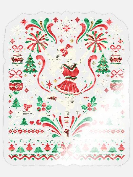 Tanzpaar Weihnachtsstrick Muster - Sticker Größe S (10 x 10 cm) - Transparent glänzend